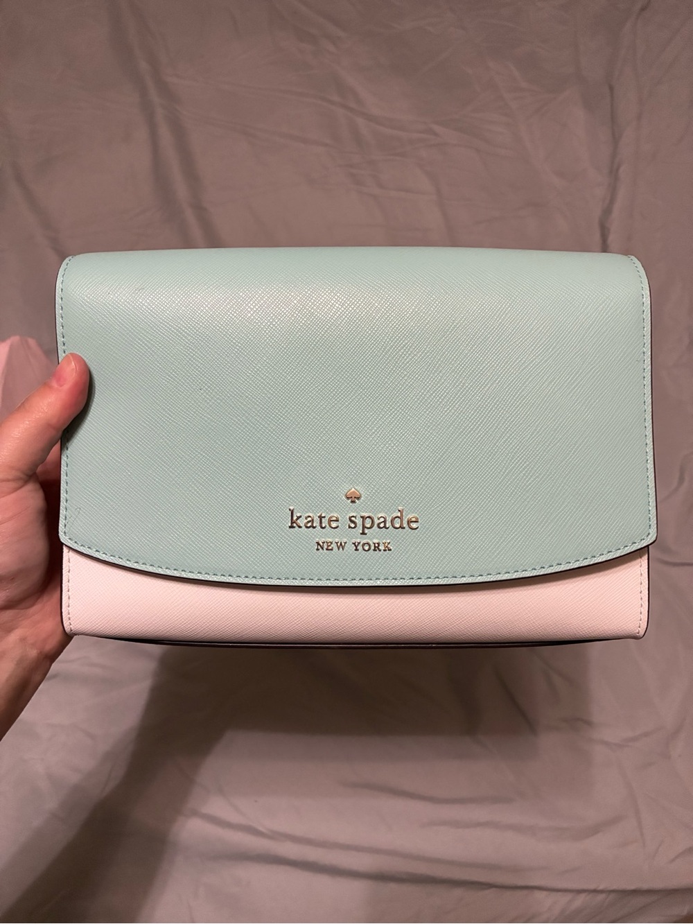 kate spade mint and light pink leather crossbody bag